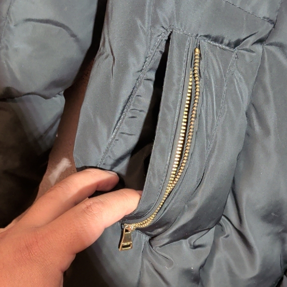 Cole Haan Women's Black Puffer Jacket with Gold Accents - Picture 3 of 10